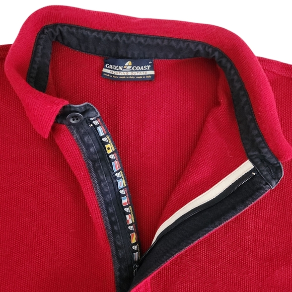 GREEN COAST Italian Sweater merino blend pop corn knit red (size 54 = large) - Picture 7 of 16